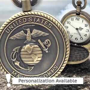 Marines Pocket Watch - USMC Military Gift Retirement Graduation Vintage Keepsake